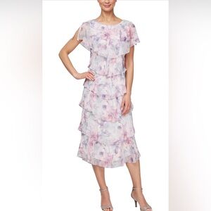 SL Fashions Pastel Watercolor Midi Dress